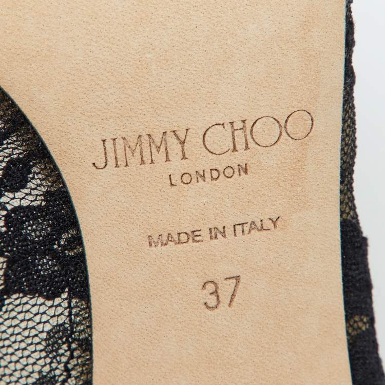 مملوكة مسبقًا Jimmy Choo Black Lace Love Pointed Toe Pumps Size 37