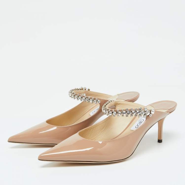 Pre Owned Jimmy Choo Ballet Pink Patent Leather Bing Mules Size 41.5