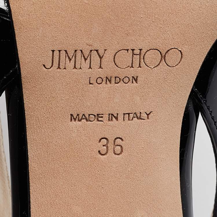 Pre Owned Jimmy Choo Black Patent Leather Elinor Slingback Pumps Size 36