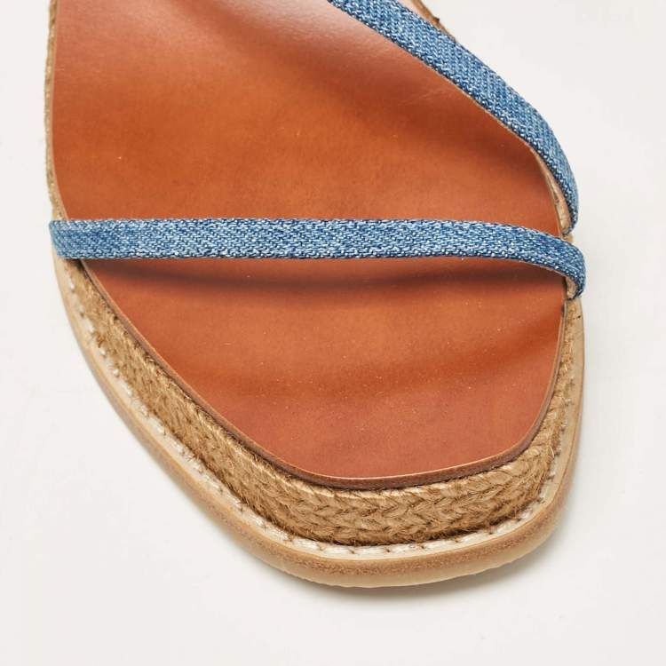 Pre Owned Jimmy Choo Blue Denim Wedge Sandals Size 38