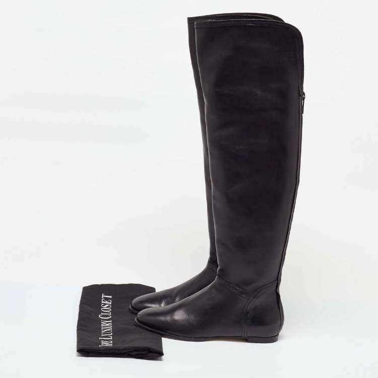 Pre Owned Jimmy Choo Black Leather Knee Length Boots Size 36