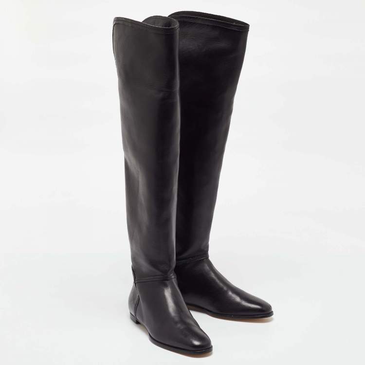 Pre Owned Jimmy Choo Black Leather Knee Length Boots Size 36