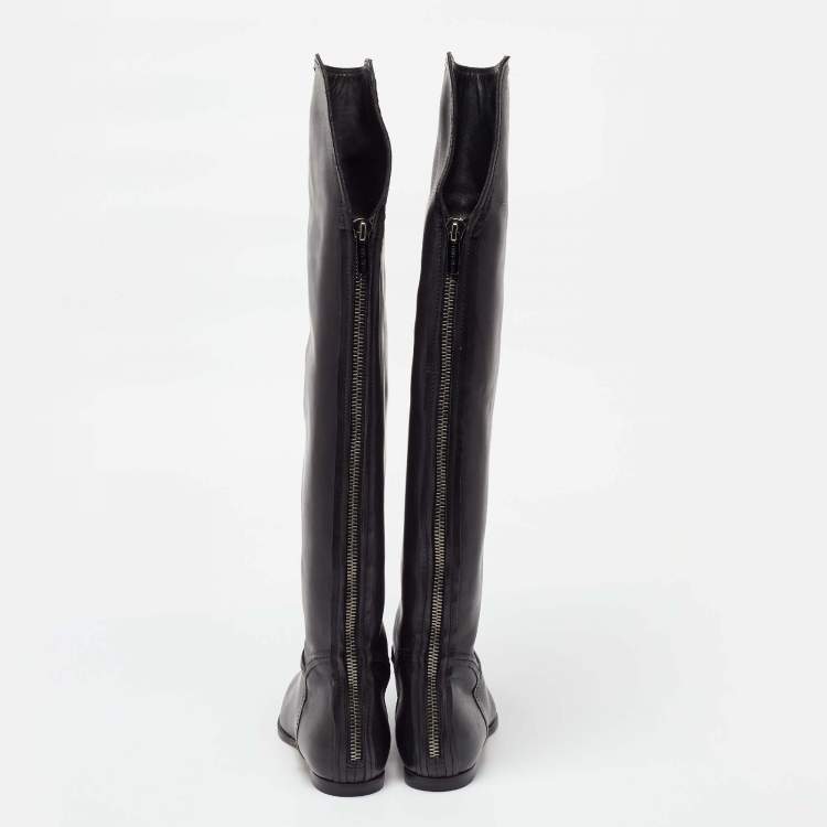 Pre Owned Jimmy Choo Black Leather Knee Length Boots Size 36