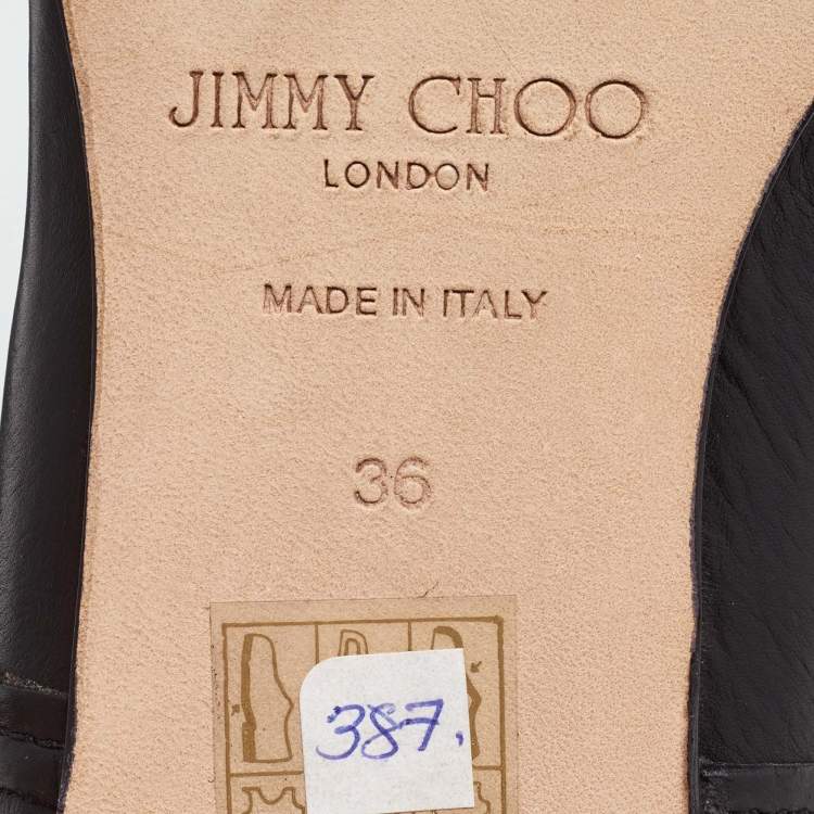 Pre Owned Jimmy Choo Black Leather Knee Length Boots Size 36
