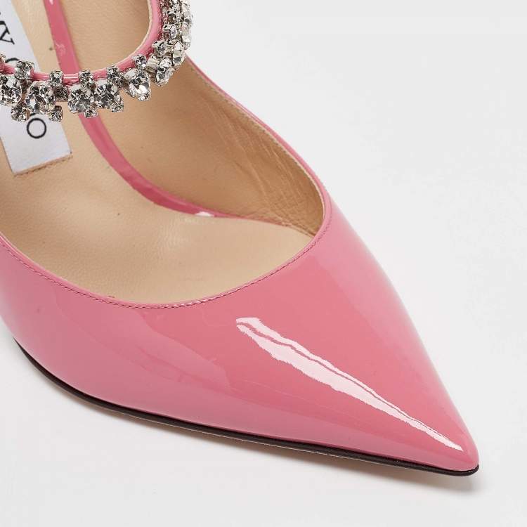 Pre Owned Jimmy Choo Candy Pink Patent Leather Bing Mules Size 38