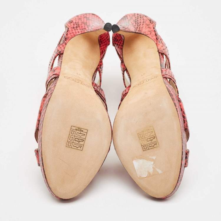 Pre Owned Jimmy Choo Pink Python Collar Platform Sandals Size 41
