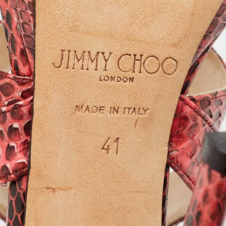 Pre Owned Jimmy Choo Pink Python Collar Platform Sandals Size 41