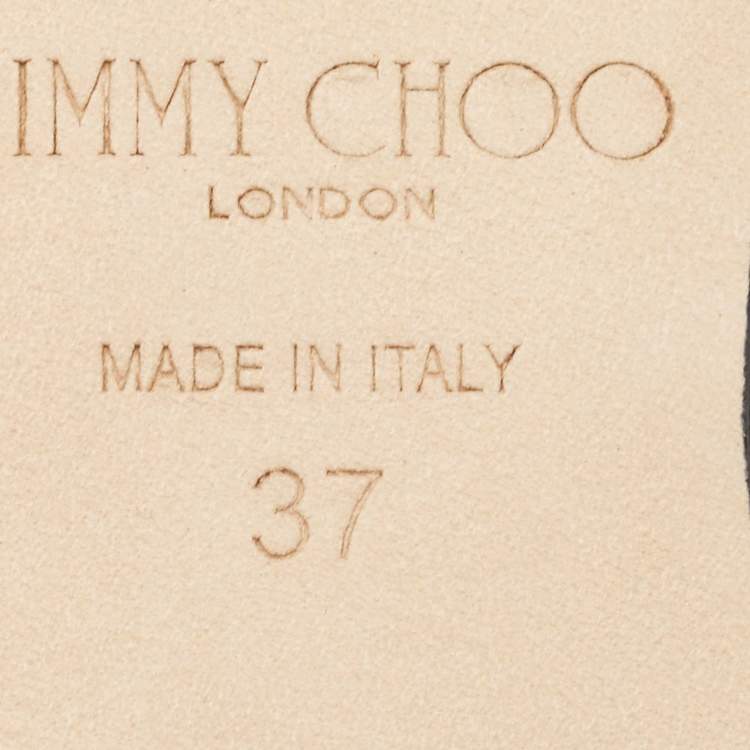 Pre Owned Jimmy Choo Silver/Black Leather Slingback Flats Size 37
