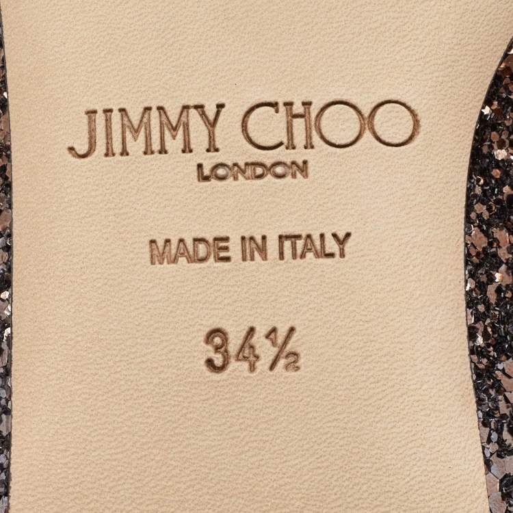 Pre Owned Jimmy Choo Metallic Ombre Glitter Romy Pointed Toe Ballet Flats Size 34.5
