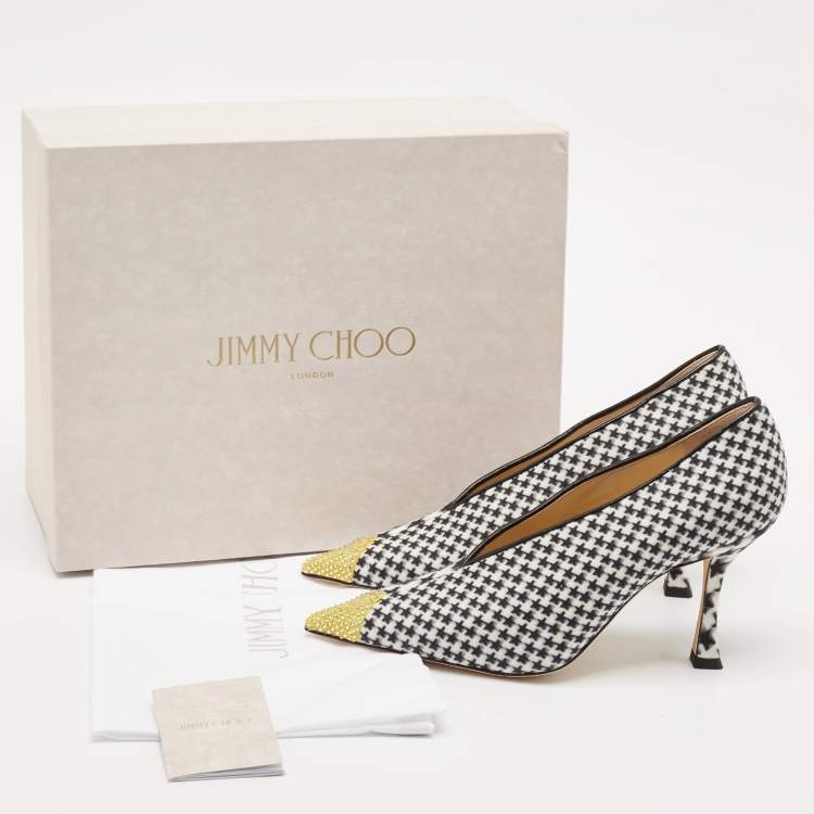 Pre Owned Jimmy Choo Multicolor Wool Crystal Embellished Nicole 90 Pointed Toe Pumps Size 38