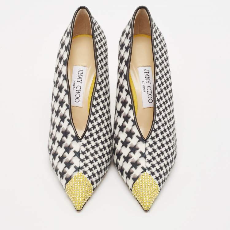 Pre Owned Jimmy Choo Multicolor Wool Crystal Embellished Nicole 90 Pointed Toe Pumps Size 38