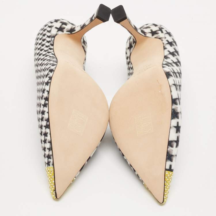 Pre Owned Jimmy Choo Multicolor Wool Crystal Embellished Nicole 90 Pointed Toe Pumps Size 38