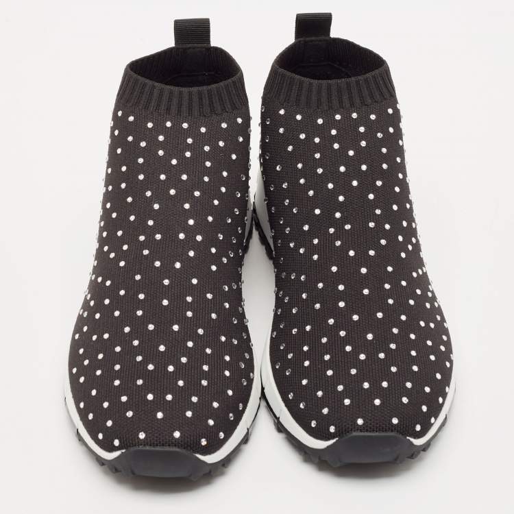 Pre Owned Jimmy Choo Black Knit Fabric Norway Slip On Sneakers Size 39.5