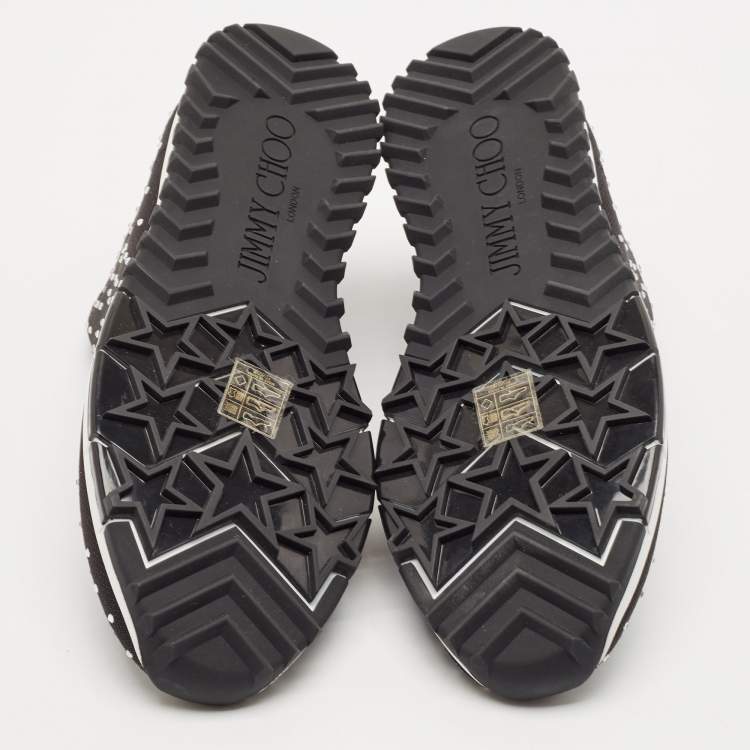Pre Owned Jimmy Choo Black Knit Fabric Norway Slip On Sneakers Size 39.5