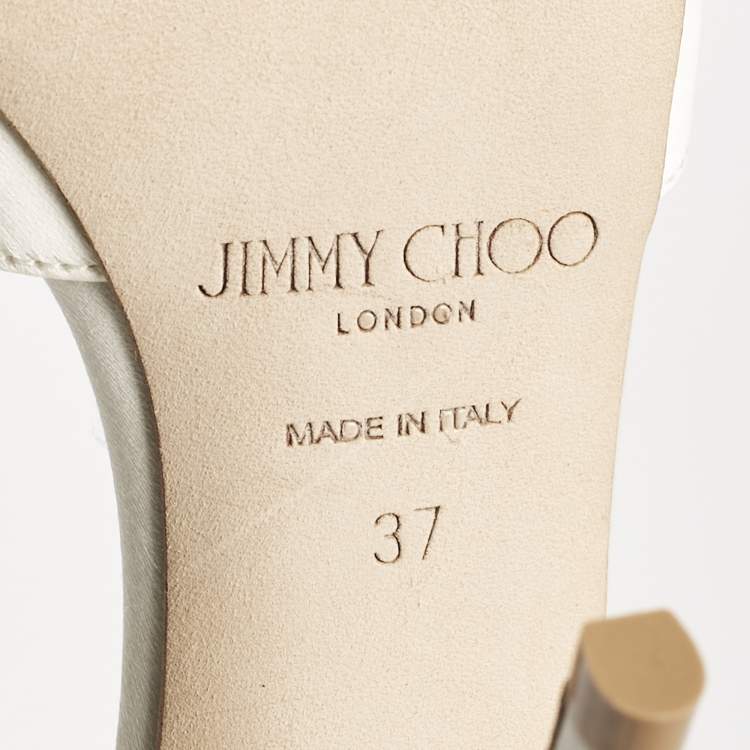 مملوكة مسبقًا Jimmy Choo Ivory Satin Crystal Embellished Saeda Pumps Size 37