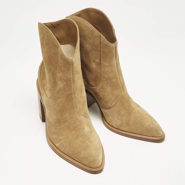 Pre Owned Jimmy Choo Brown Suede Pointed Toe Ankle Length Boots Size 36