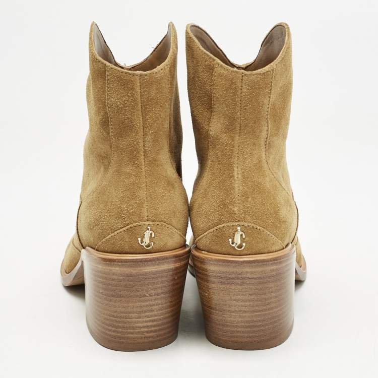 Pre Owned Jimmy Choo Brown Suede Pointed Toe Ankle Length Boots Size 36