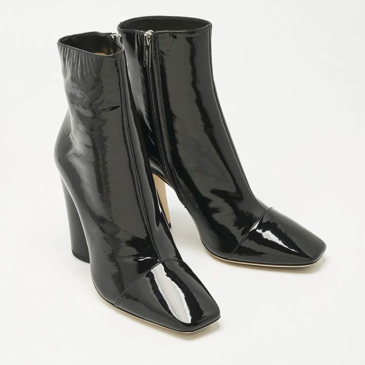 Pre Owned Jimmy Choo Black Patent Leather Mirren Ankle Boots Size 39
