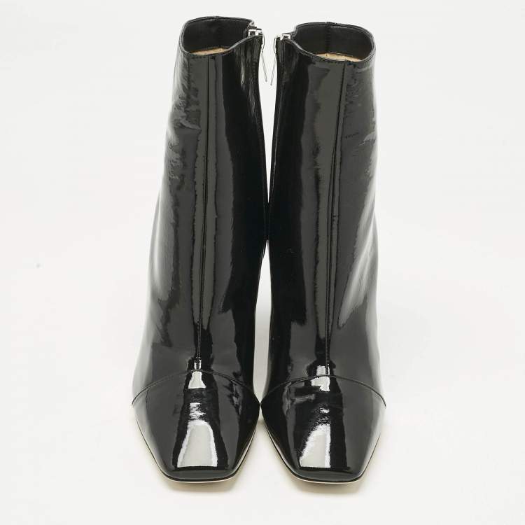 Pre Owned Jimmy Choo Black Patent Leather Mirren Ankle Boots Size 39