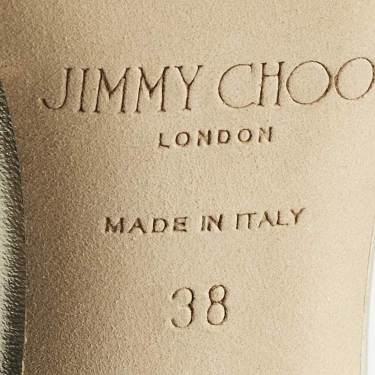 Pre Owned Jimmy Choo Gold Glitter Saeda Mary Jane Pumps Size 38