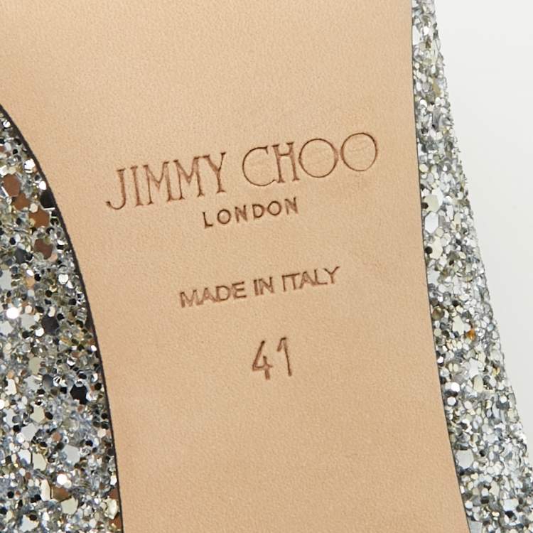 Pre Owned Jimmy Choo Silver/Blue Degrade Glitter Romy Pumps Size 41