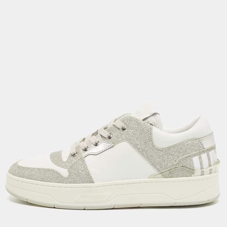 مملوكة مسبقًا Jimmy Choo Multicolor Glitter and Leather Raine Lace Up Sneakers Size 40