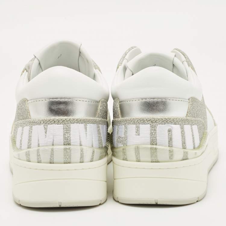 مملوكة مسبقًا Jimmy Choo Multicolor Glitter and Leather Raine Lace Up Sneakers Size 40