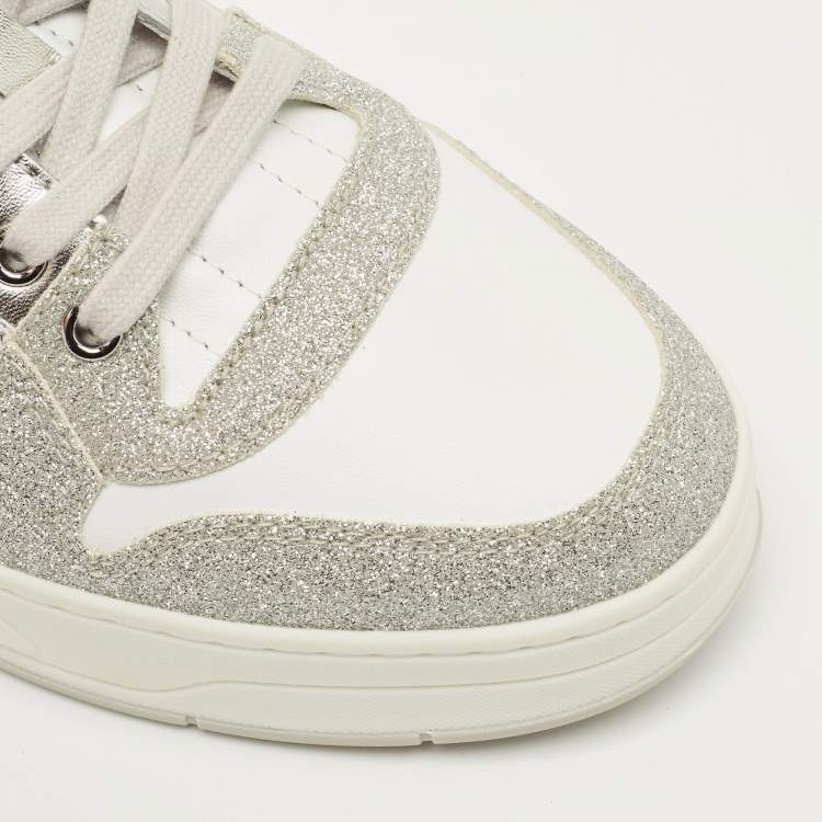مملوكة مسبقًا Jimmy Choo Multicolor Glitter and Leather Raine Lace Up Sneakers Size 40