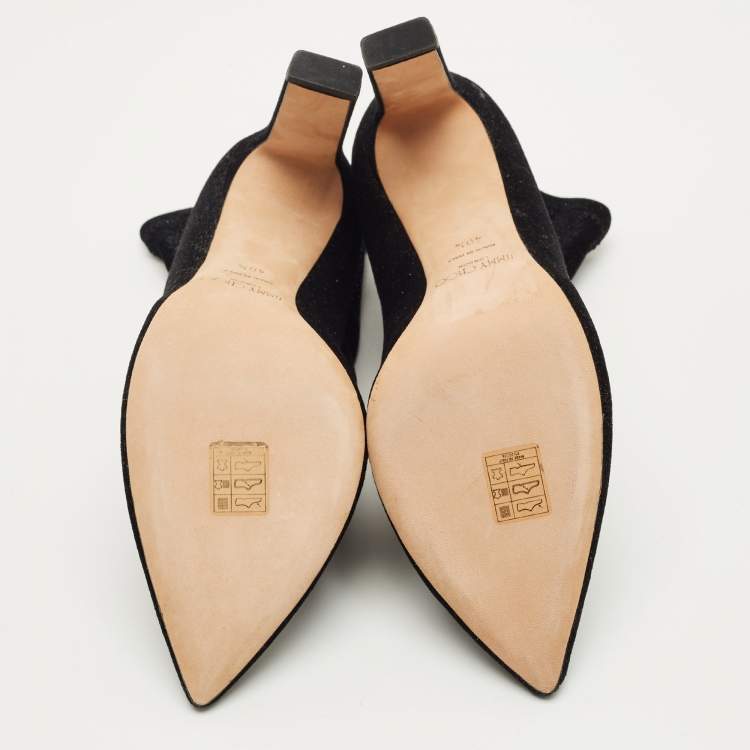 Pre Owned Jimmy Choo Black Lurex Fabric Ankle Length Boots Size 40.5