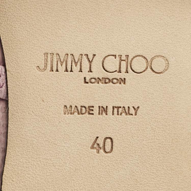 Pre Owned Jimmy Choo Pink Lizard Embossed Leather Diamond Tilda Ballet Flats Size 40