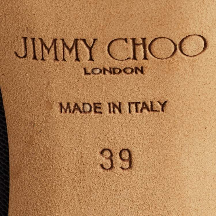 Pre Owned Jimmy Choo Size 39 Black Leather and Mesh Open Toe Over The Knee Boots