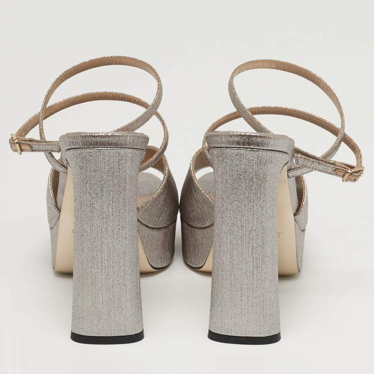 Pre Owned Jimmy Choo Karli Size 38.5 Gold Leather Ankle Strap Sandals