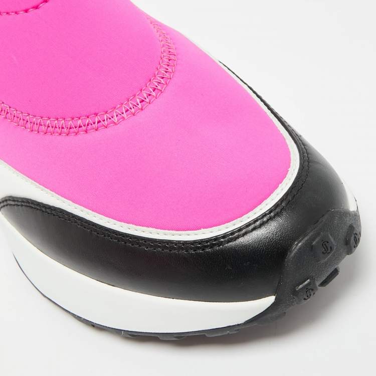 Pre Owned Jimmy Choo Memphis Size 39.5 Fuchsia Neoprene Slip On Sneakers