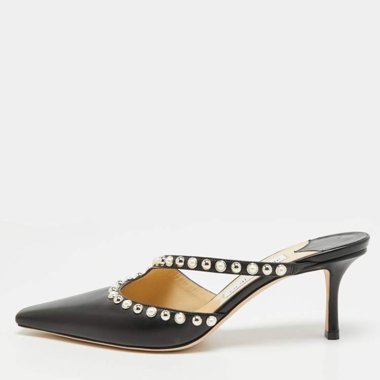 Pre Owned Jimmy Choo Ros Size 42 Black Leather Mules