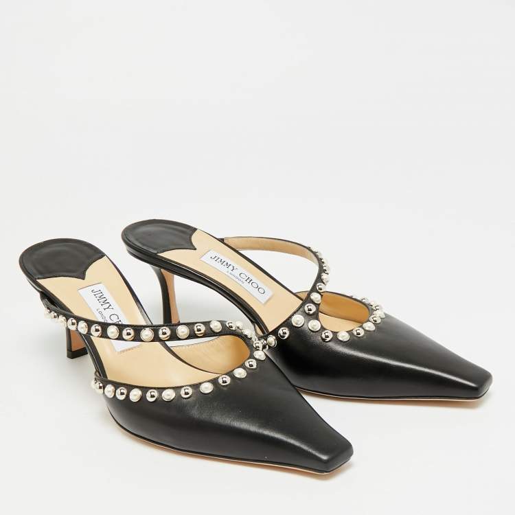 Pre Owned Jimmy Choo Ros Size 42 Black Leather Mules