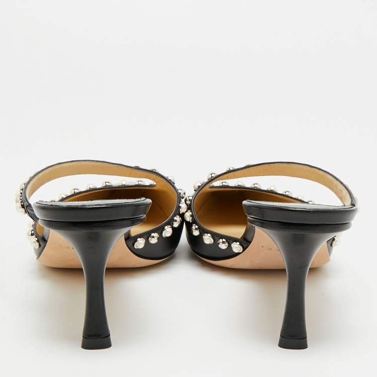 Pre Owned Jimmy Choo Ros Size 42 Black Leather Mules