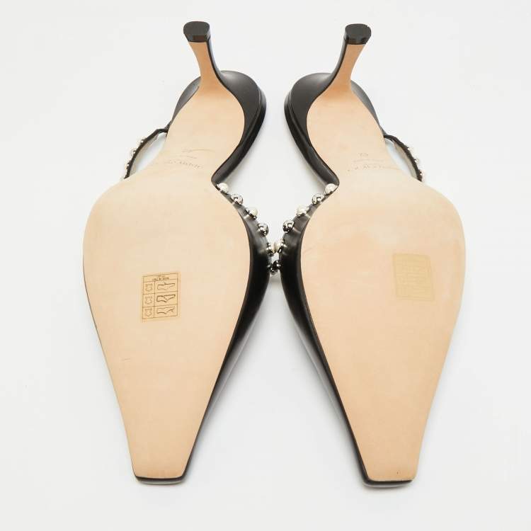 Pre Owned Jimmy Choo Ros Size 42 Black Leather Mules