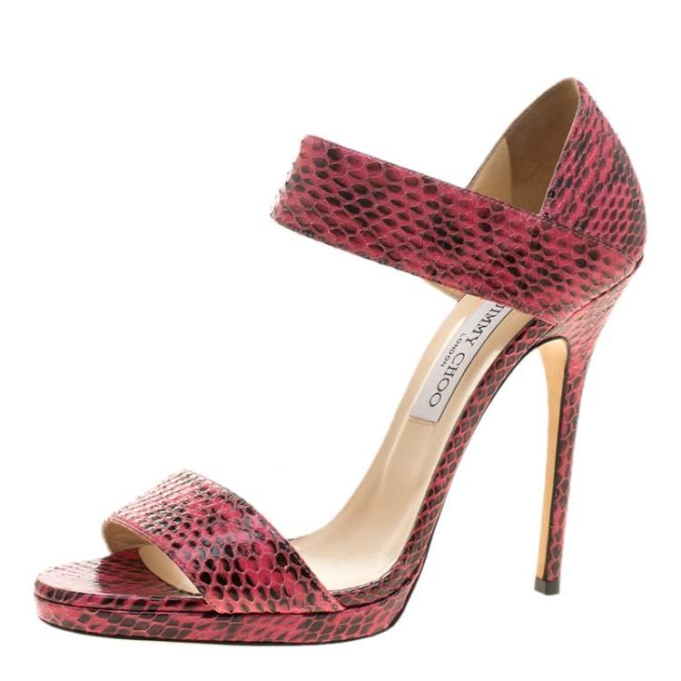 Pre Owned Jimmy Choo Pink Python Lee Sandals Size 41