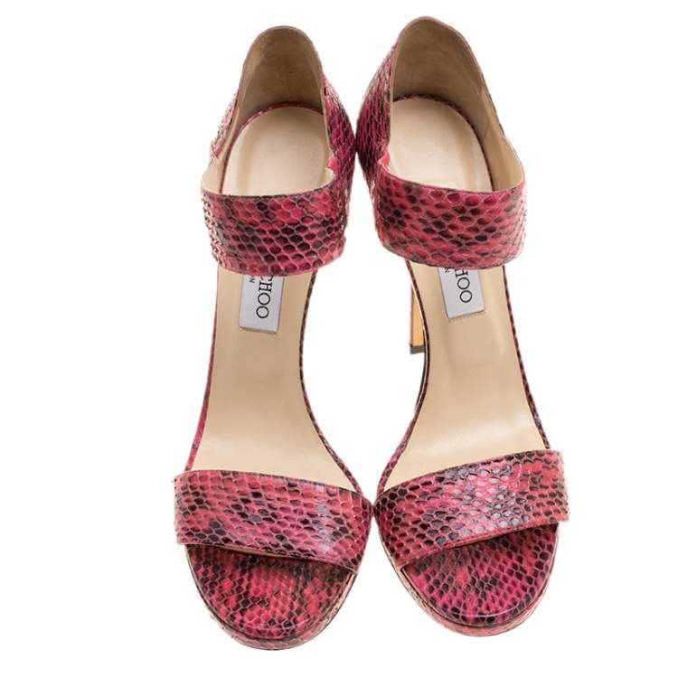 Pre Owned Jimmy Choo Pink Python Lee Sandals Size 41