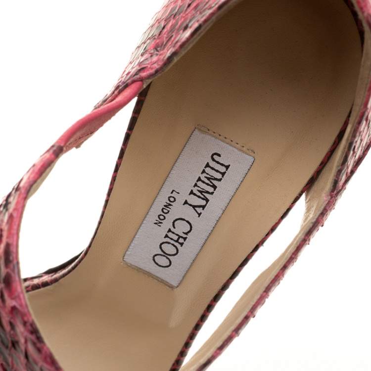 Pre Owned Jimmy Choo Pink Python Lee Sandals Size 41