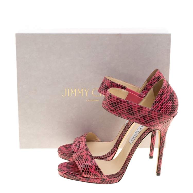 Pre Owned Jimmy Choo Pink Python Lee Sandals Size 41
