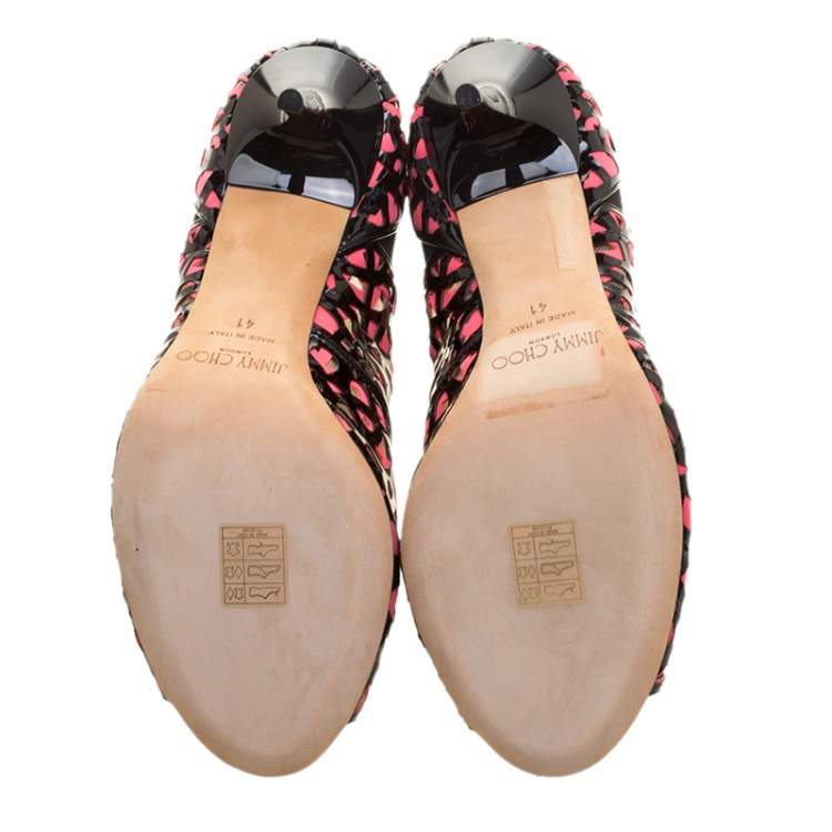 مملوكة مسبقًا Jimmy Choo Two Tone Laser Cut Leather and Fabric Tactic Lace Up Booties Size 41