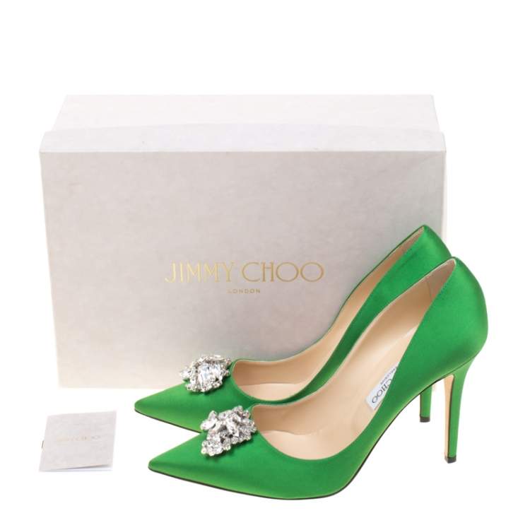 majs Afvigelse Overgivelse Jimmy Choo Exclusive Collection Apple Green Satin Manda Crystal Embellished  Pointed Toe Pumps Size 41 Jimmy Choo | TLC
