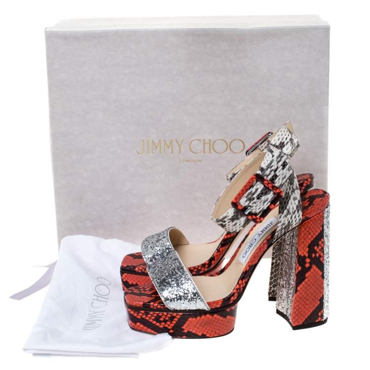 multicolor snakeskin platform sandals