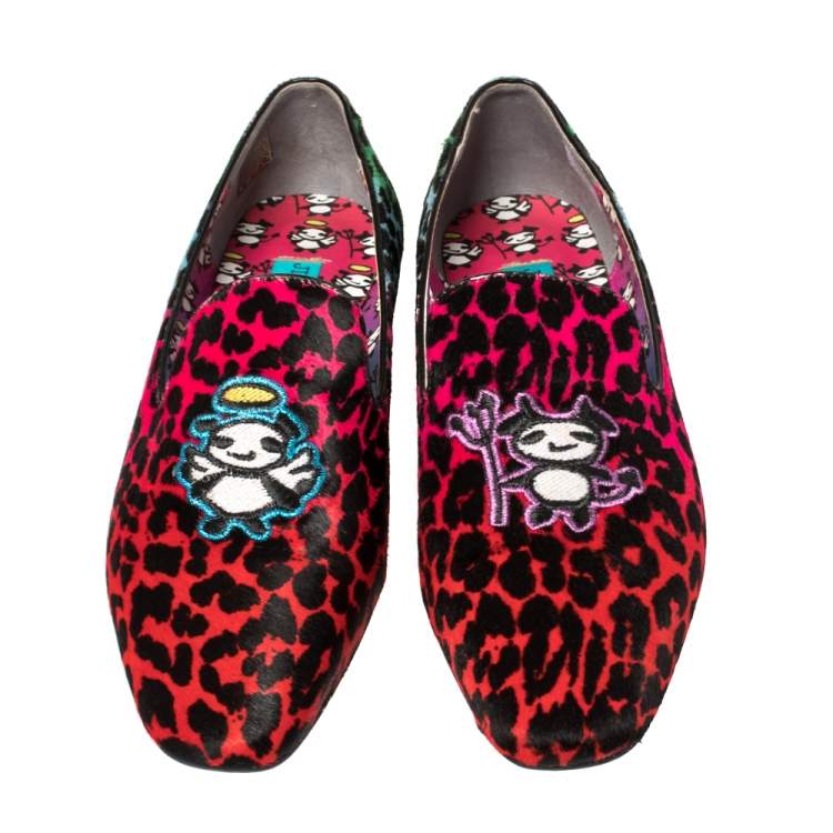 Pre Owned Jimmy Choo Multicolor Leopard Print Pony Hair Loafer Flats Size 39