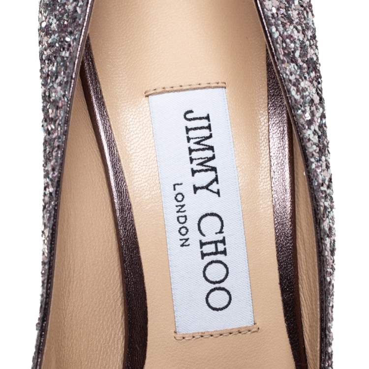 Pre Owned Jimmy Choo Purple Glitter Romy Pumps Size 37