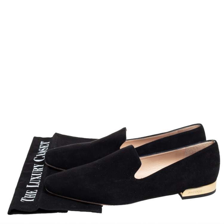 Pre Owned Jimmy Choo Black Suede Jaida Smoking Slippers Size 39.5