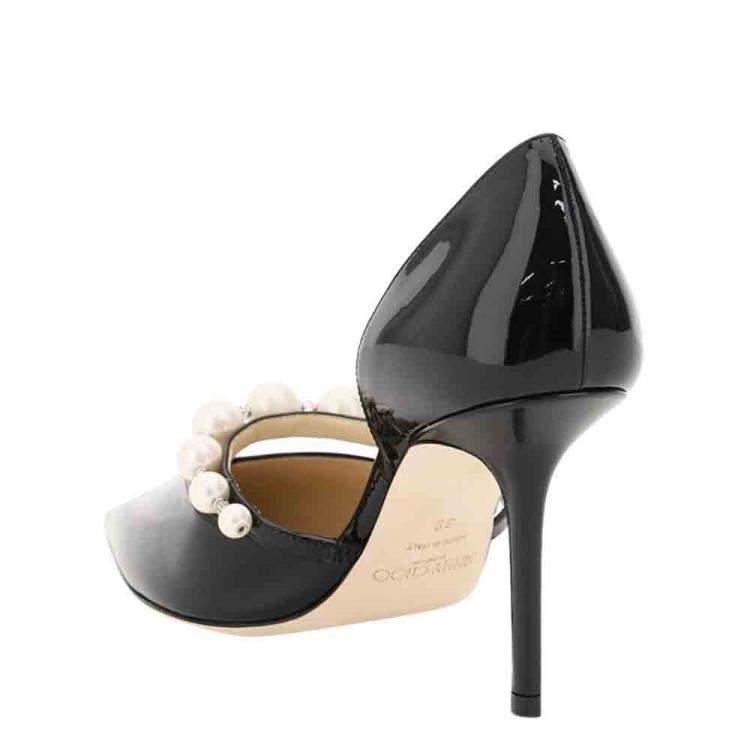 Pre Owned Jimmy Choo Black Patent Leather Aurelie 85 Pumps Size EU 39
