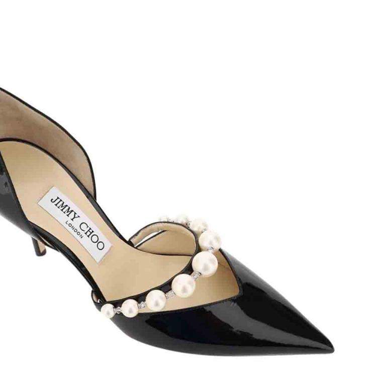 Pre Owned Jimmy Choo Black Patent Leather Aurelie 85 Pumps Size EU 39