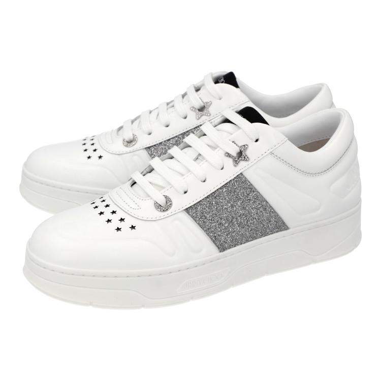 مملوك�ة مسبقًا Jimmy Choo White/Silver Hawaii/F Sneakers Size EU 36